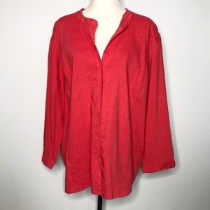 Eileen Fisher Strawberry Mandarin Tab Blouse 2X